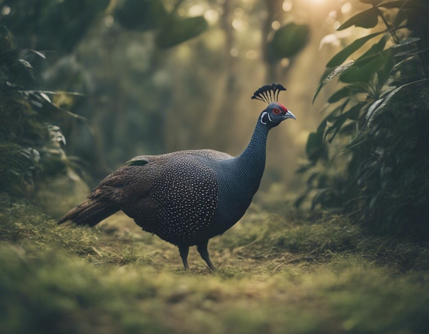 Photo a guinea fowl in jungle