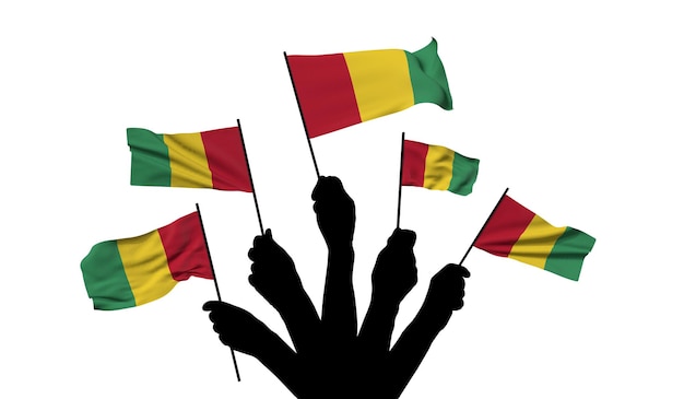 Guinea national flag being waved d rendering