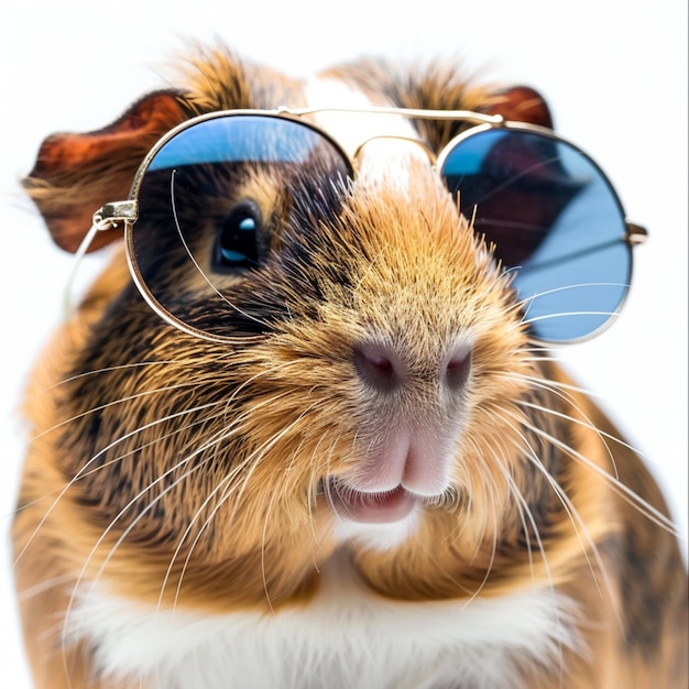 Photo a guinea pig wearing sunglasses and a pair of sunglasses