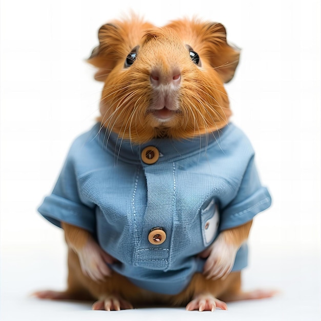 Guinea pig wearing tshirt isolated on white background