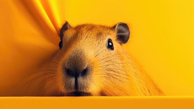 A guinea pig in a yellow box