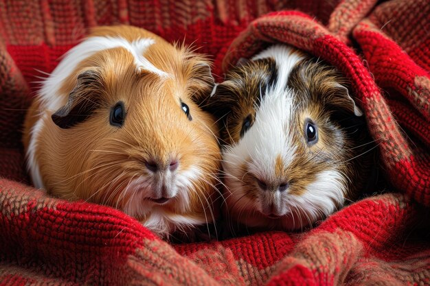 Photo guinea pigs with diverse fur textures and cute expressions