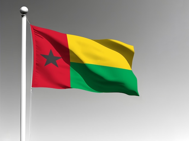 GuineaBissau national flag waving on gray background