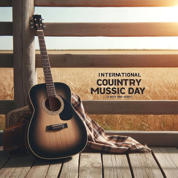 a guitar advertises the worlds country music