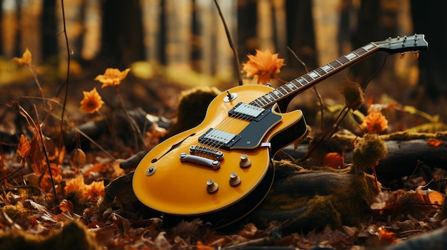 Guitar on the autumn leaves