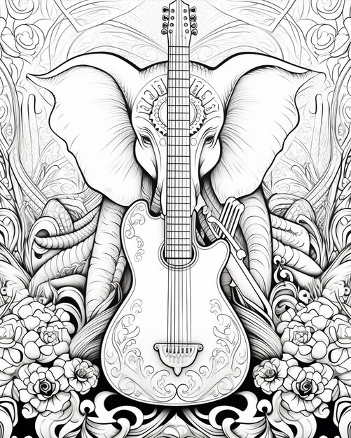 Photo guitar and black and white background