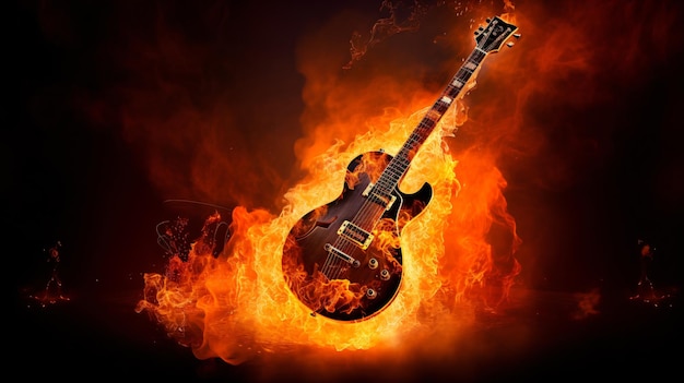 Guitar in fire