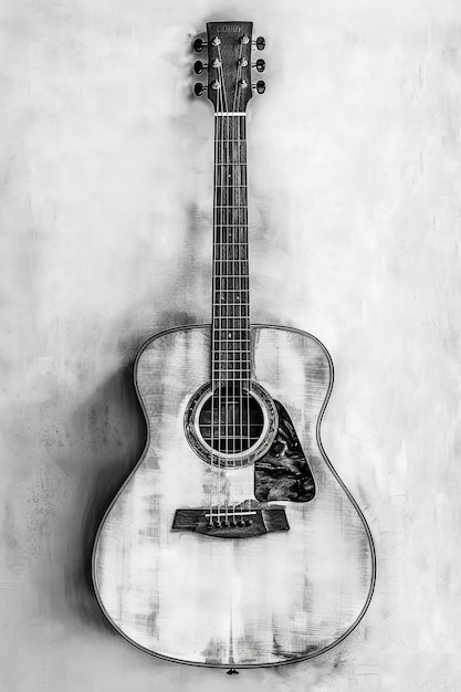 Photo a guitar is shown with a black and white background