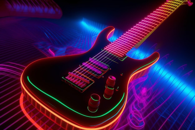 Guitar neon Generate Ai