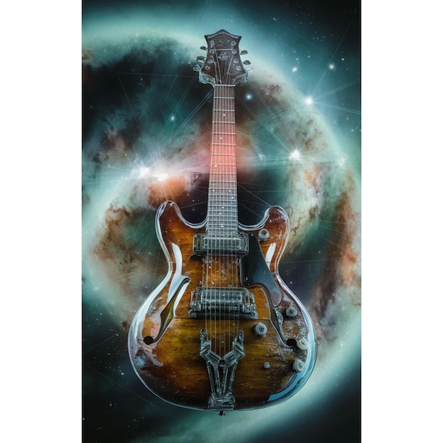 a guitar that has a picture of a guitar on it