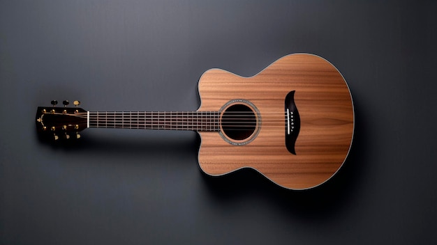 A guitar with a black background and the word music on it