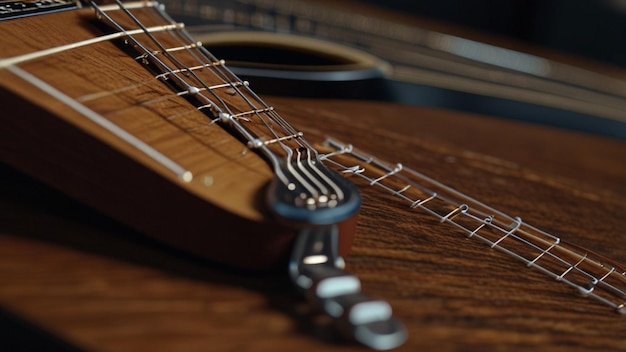 a guitar with a blue band that says quot the name quot on the neck