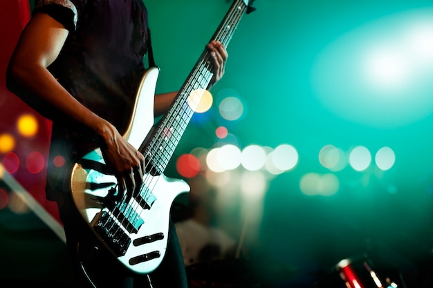 Guitarist bass on stage for background