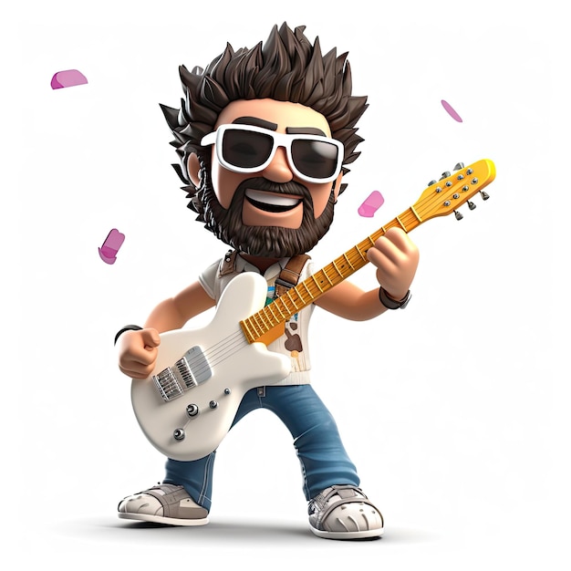 Guitarist cartoon character