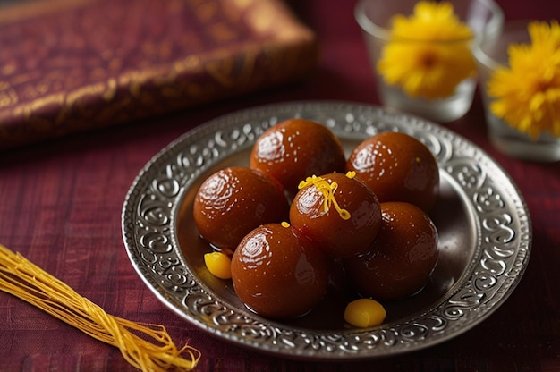 Gulab jamun with saffron strands