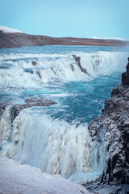 Gullfoss waterfall during the cold season, Iceland