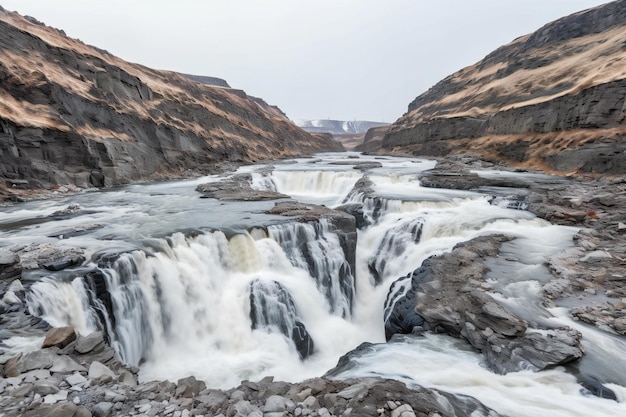 Gullfoss waterfall in Iceland Europe Long exposure