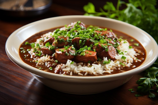 Gumbo with cilantro rice