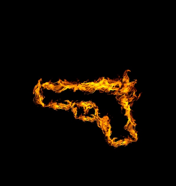 Gun flame heat black background