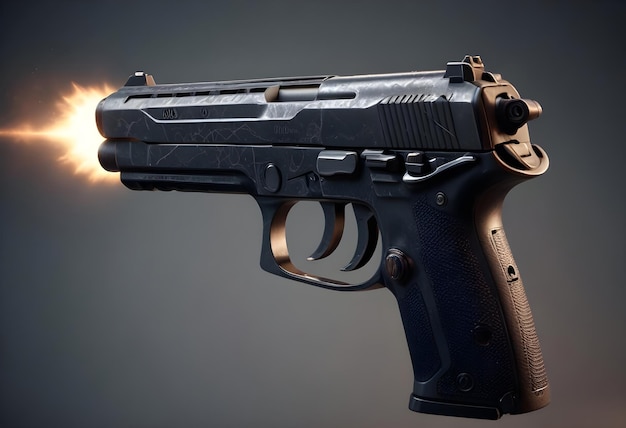 A gun wide angle macro super realistic photoshot created with Generative AI technology