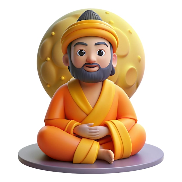 guru purnima 3d cartoon style illustration