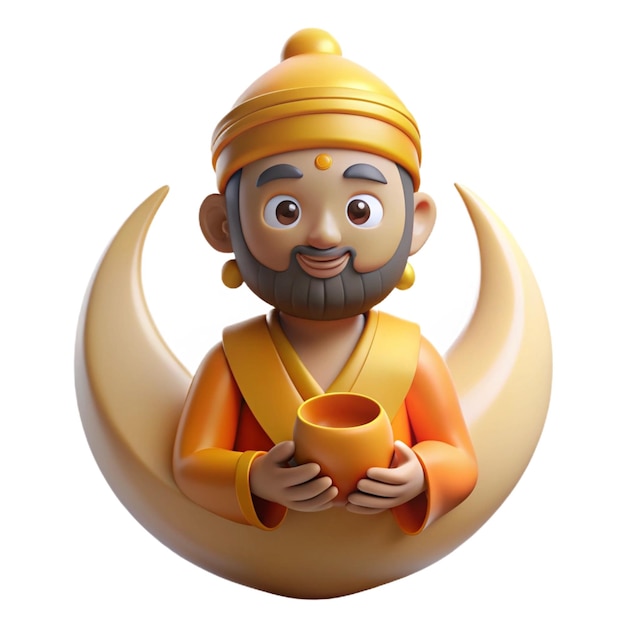 Photo guru purnima 3d cartoon style illustration