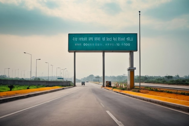 GuwahatiAssamIndia September 12 2020 A Road Direction Board on National Highway 37 of Assam showing distance of places