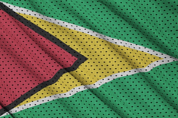 Guyana flag printed on a polyester nylon sportswear mesh fabric 