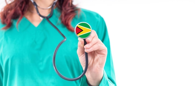 Guyana national healthcare system female doctor with stethoscope