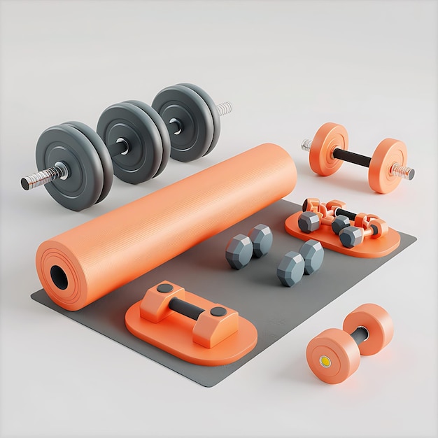 Gym Equipment Set with Dumbbells Yoga Mat and Weights