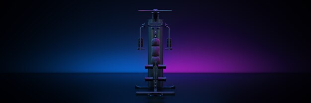 gym equpment in dark background 3d rendering