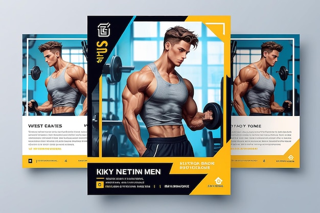 Photo gym fitness instagram social media poster and square flyer template