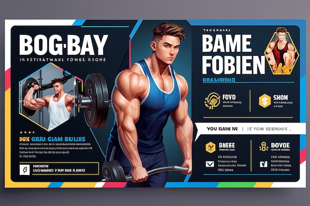 Gym Fitness Instagram Social Media Poster and Square Flyer Template