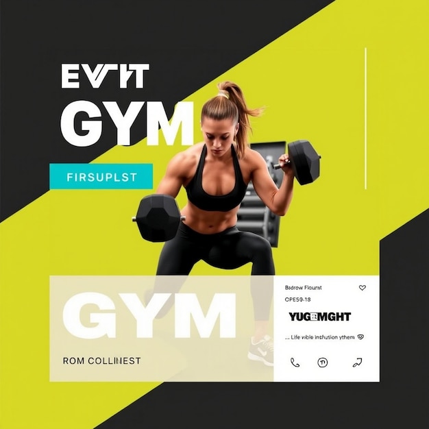 Photo gym fitness social media and instagram post template