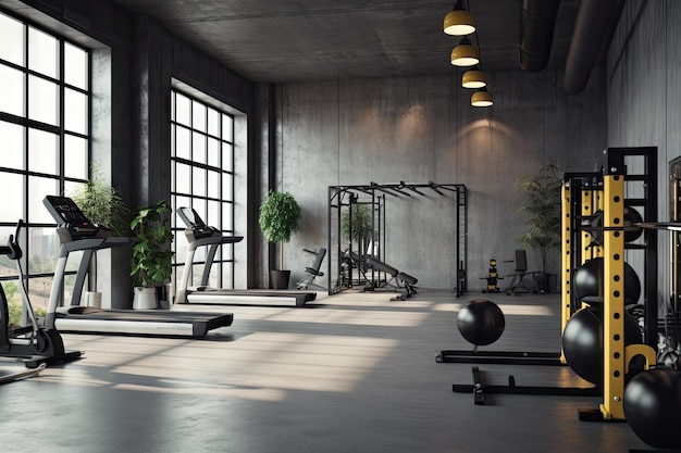 Gym interior with equipments hd image