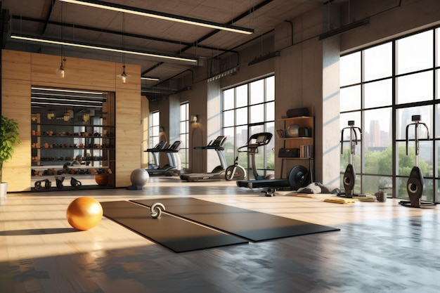 Gym interior with equipments hd image