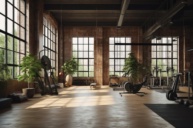 Gym interior with equipments hd image