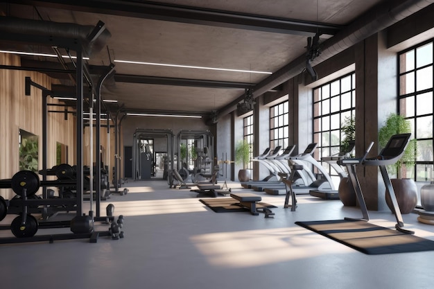 Gym interior with equipments hd image