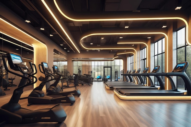 Gym interior with equipments hd image