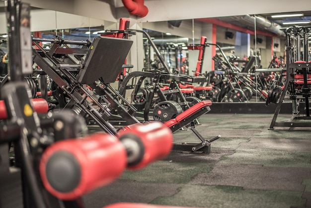 Gym interior with exercises