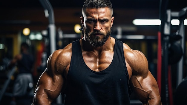 Gym Man Exhibits Intense Workout Routine Muscle Definition Generated By AI