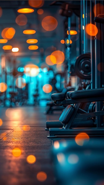 Gym with Blur Background and Orange Lights