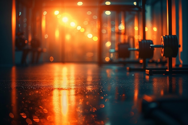 Gym with Blur Background and Orange Lights