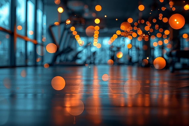 Gym with Blur Background and Orange Lights