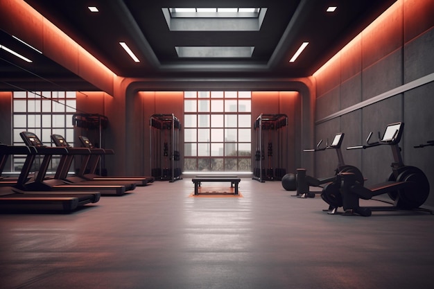 A gym with a futuristic and minimalist concept