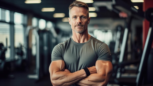 Gymgoer stands confidently with arms crossed