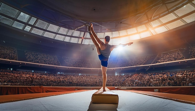 Photo gymnast on balance beam