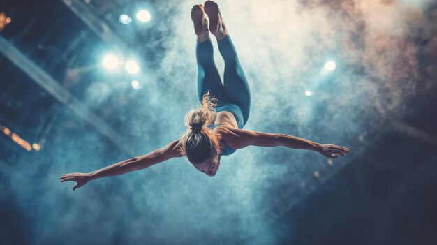 Gymnast performing a perfect routine