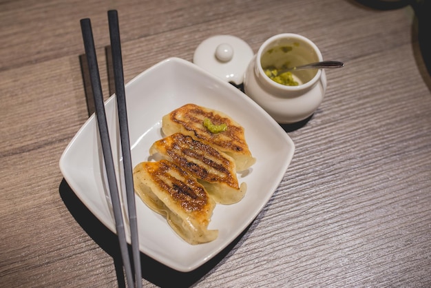 Gyoza or japanese dumplings with nagasaki style