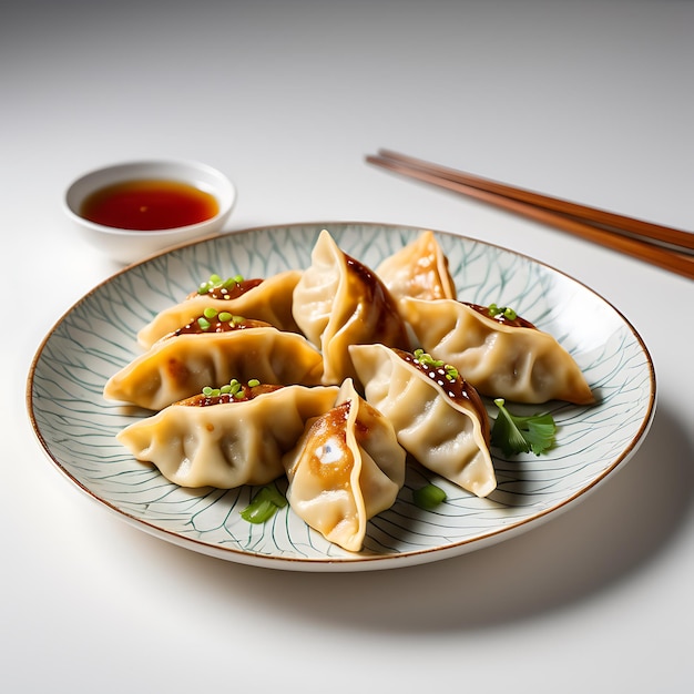 Gyoza on a white background